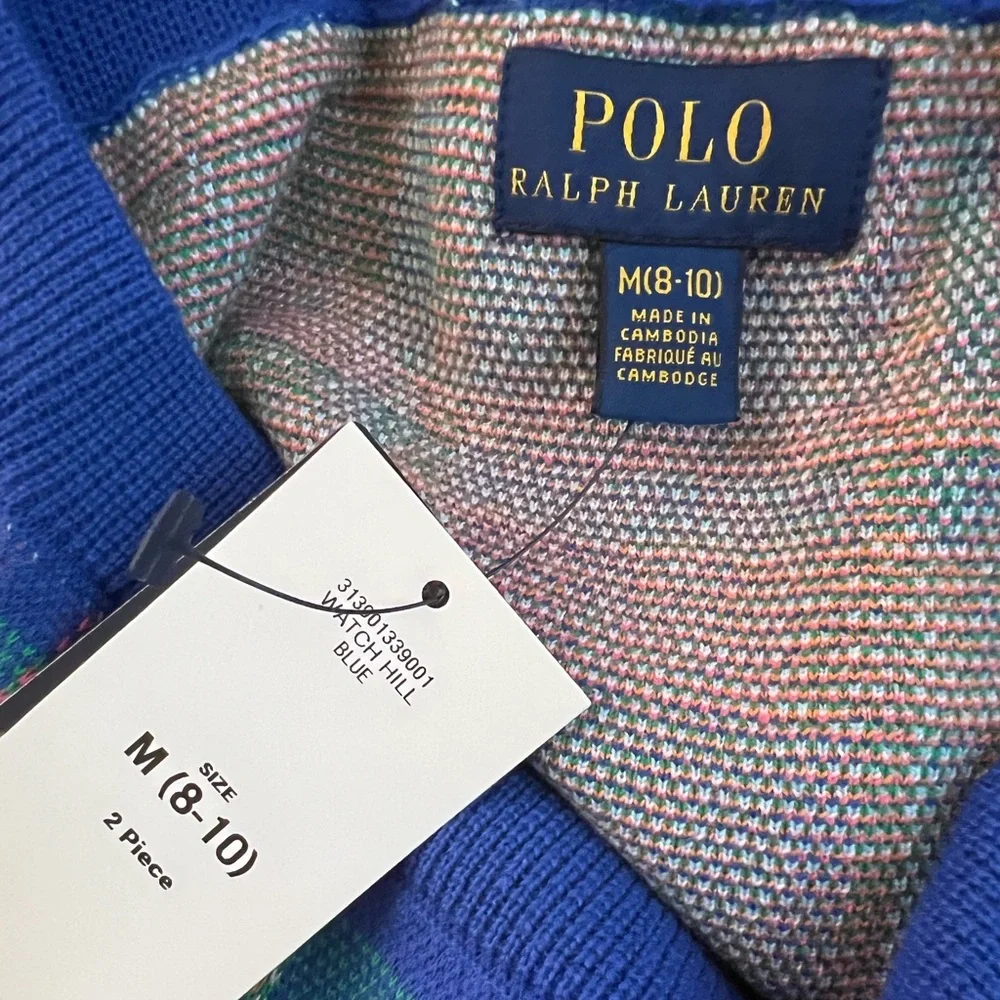 Polo by Ralph Lauren Girls Multicolor Crewneck Plaid Sweater with skirt - Picture 3 of 9